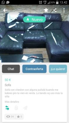 SOFÁ CON ALGUNA PUÑALÁ